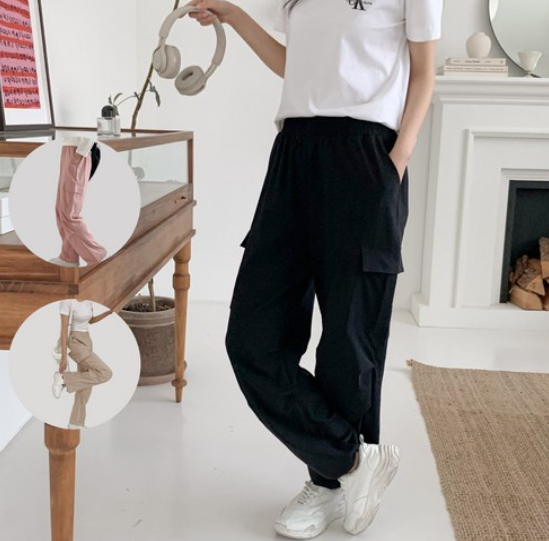 일상옷장 여성 카고 건빵 바지 스판 조거 팬츠