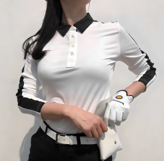 여성골프티셔츠 카라 사이드 배색포인트 조이 기능성 긴팔